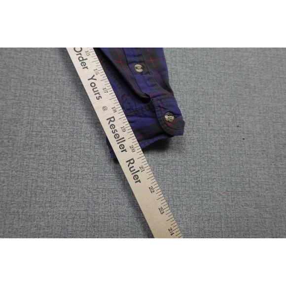 Vintage Patagonia Button Front Shirt Mens Medium Purple Plaid Hiking Outdoors - Picture 10 of 11